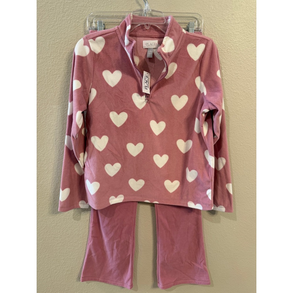 The Children's Place Fleece Set Girls 16 Purple Thistle NEW Heart Print